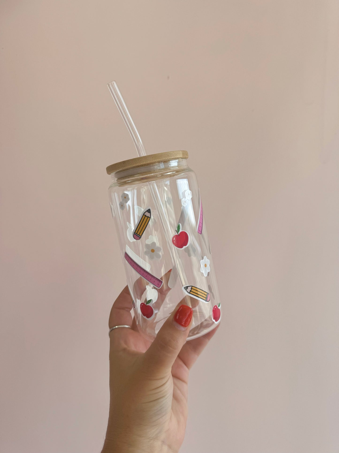 Verres en vitre avec couvercle en bambou