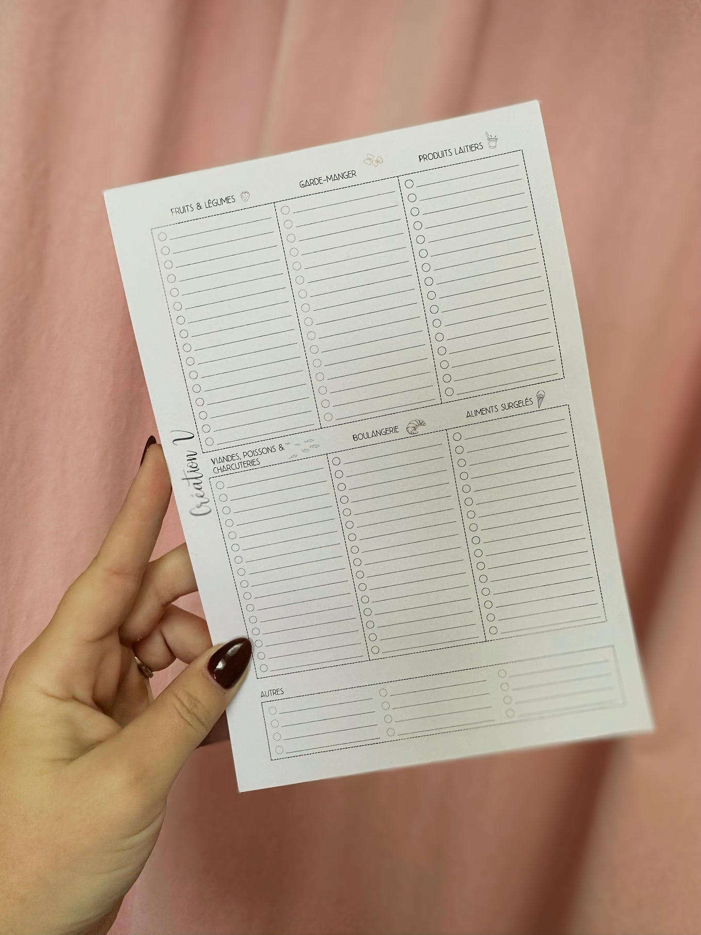 Pads de liste d'épicerie