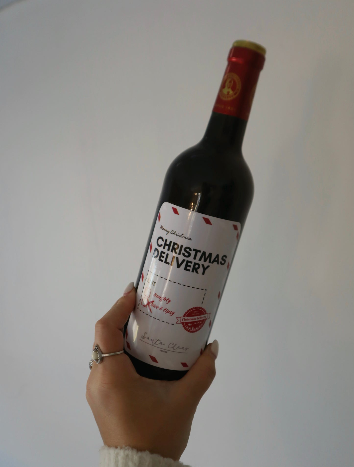 Étiquette à champagne du père Noël