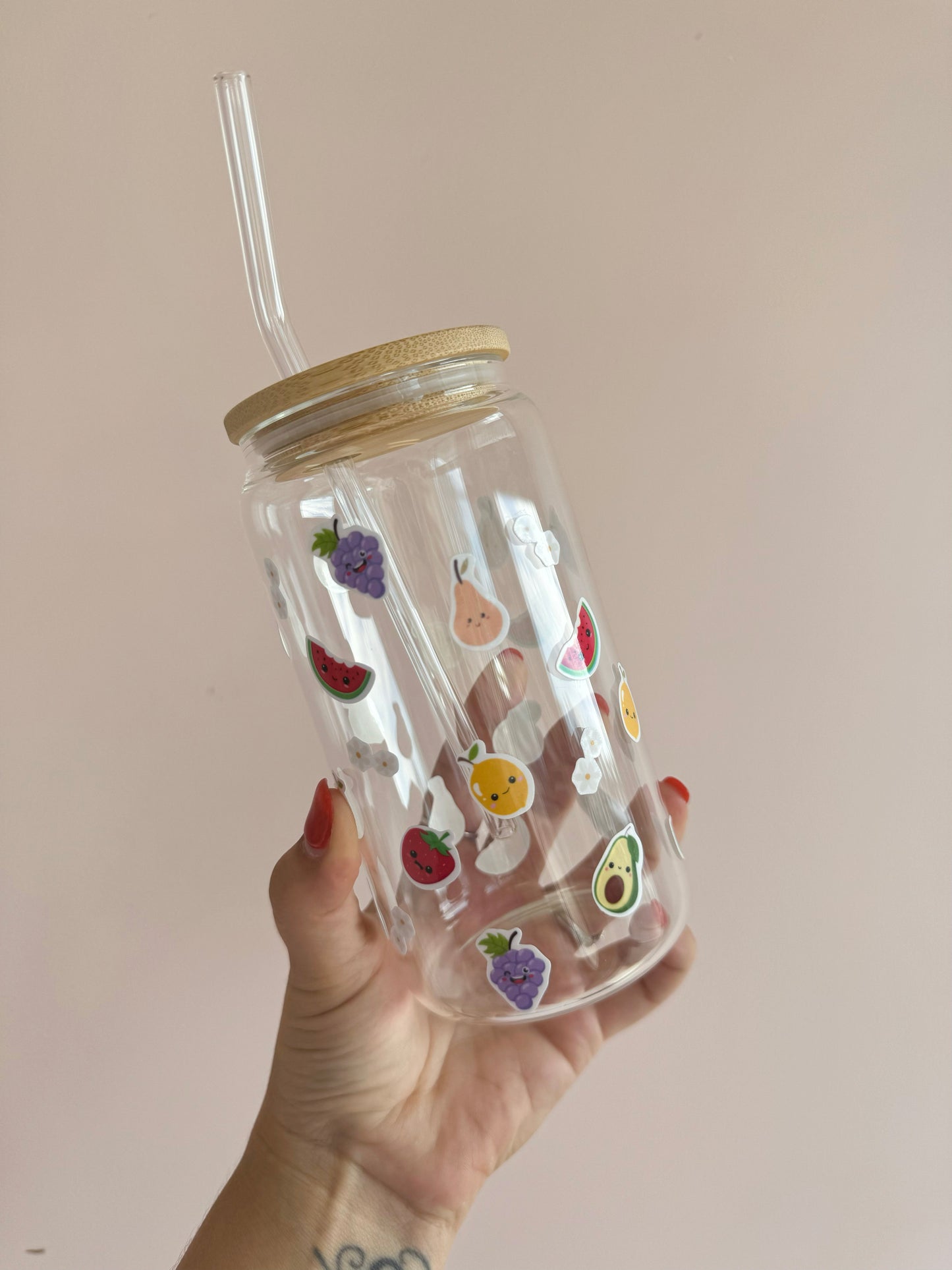 Verres en vitre avec couvercle en bambou