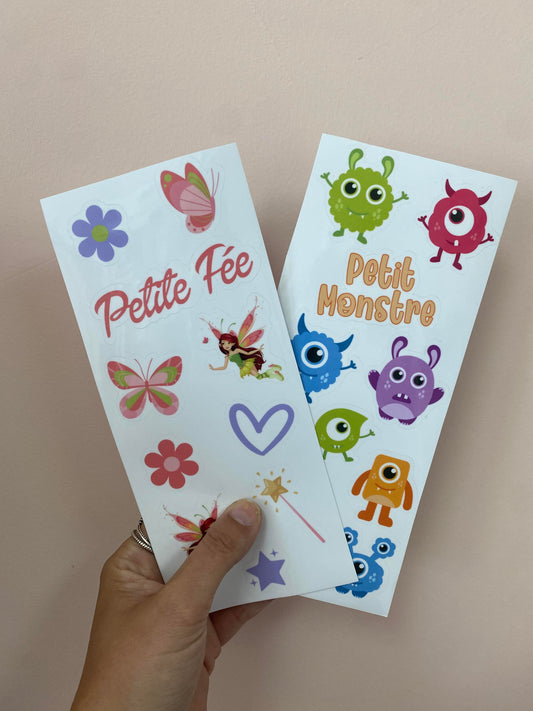 Autocollant laminé pour enfant -Princesse-Super Héro-Mickey-Minnie-Monstre-Fée