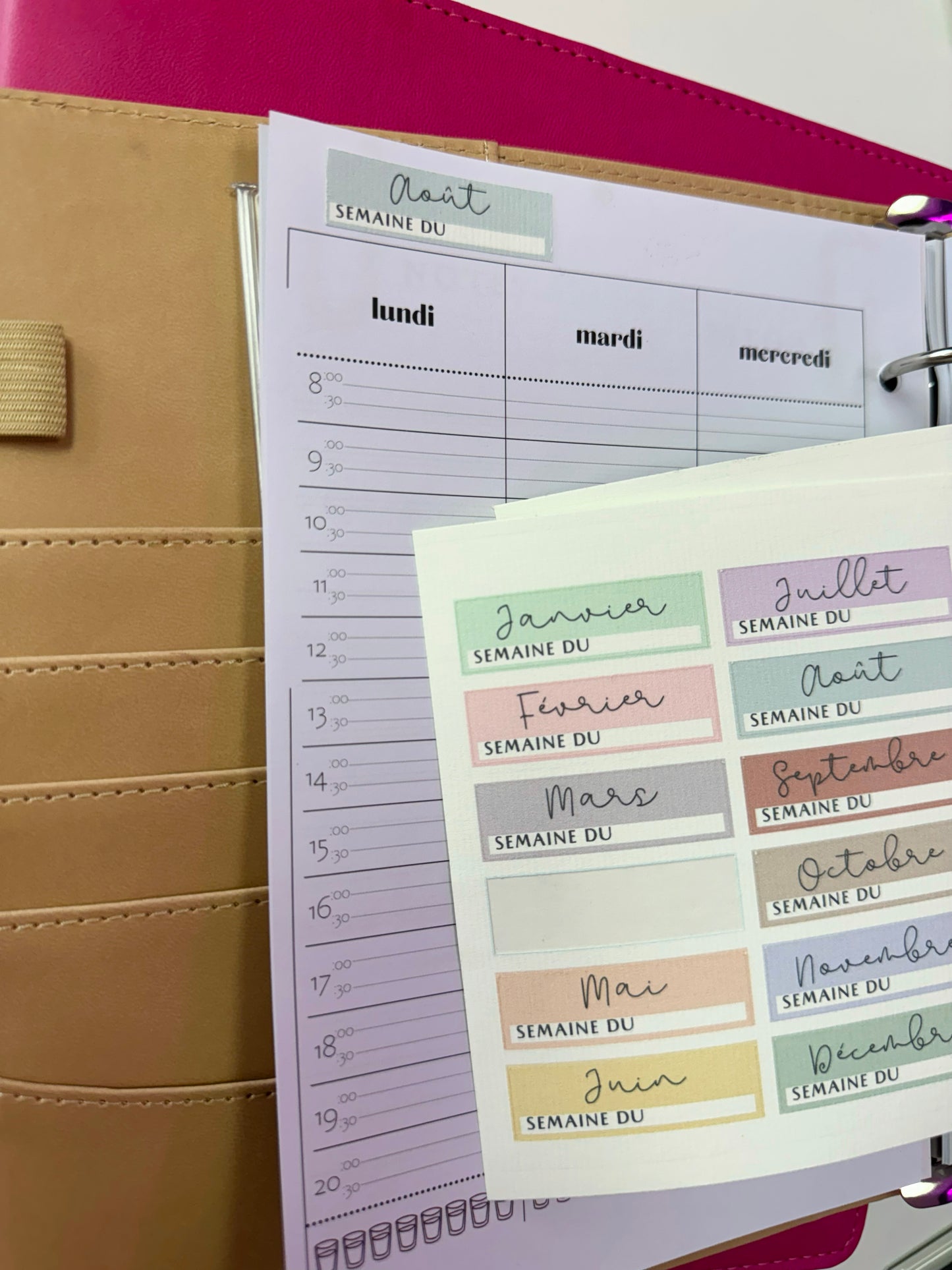 Feuilles pour agenda NON DATÉ - Disponible en petit & grand