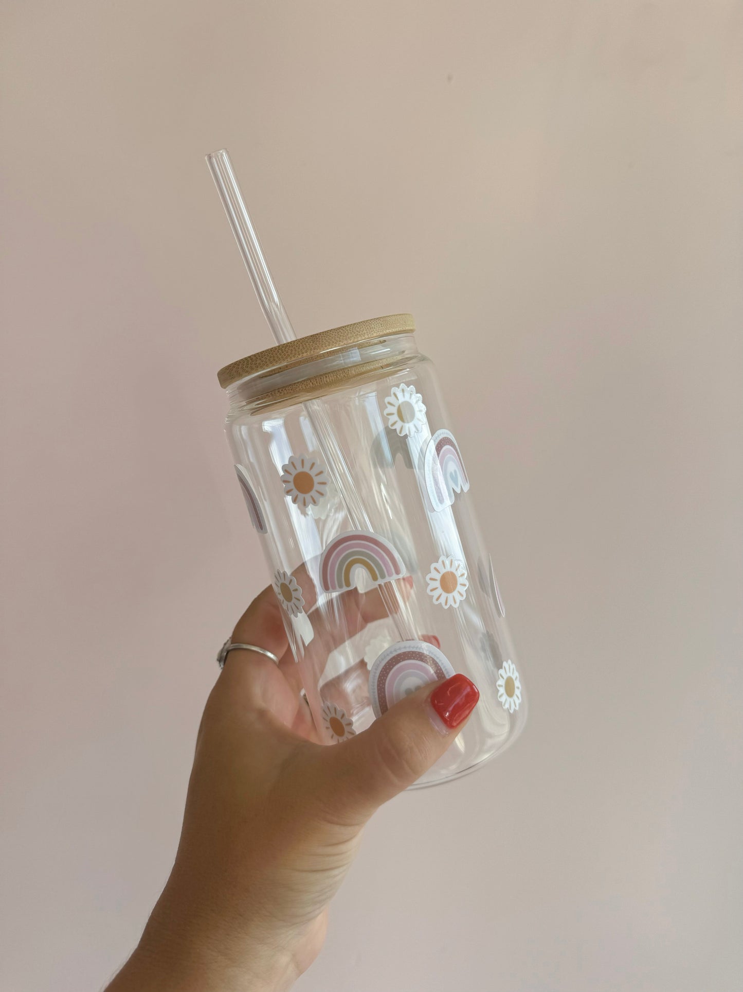 Verres en vitre avec couvercle en bambou