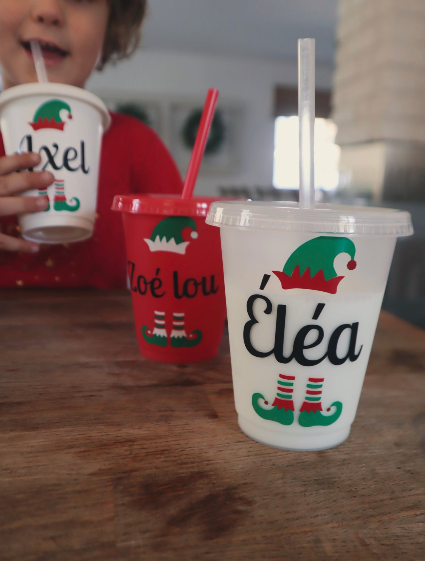 Verres en plastique avec couvercles, pailles, réutilisables, personnalisées! LUTINS