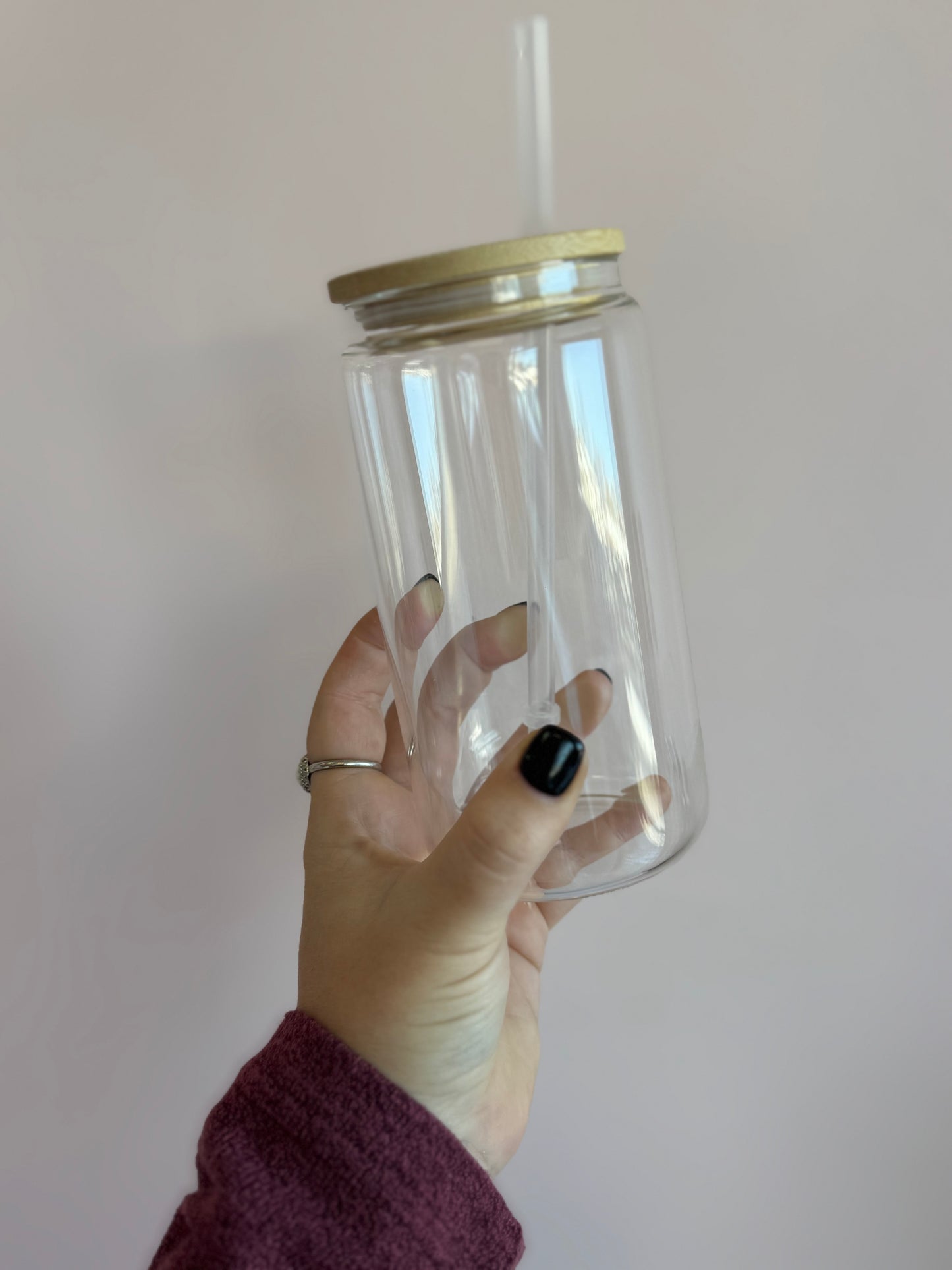 Verre en vitre, couvercle bambou - Vierge