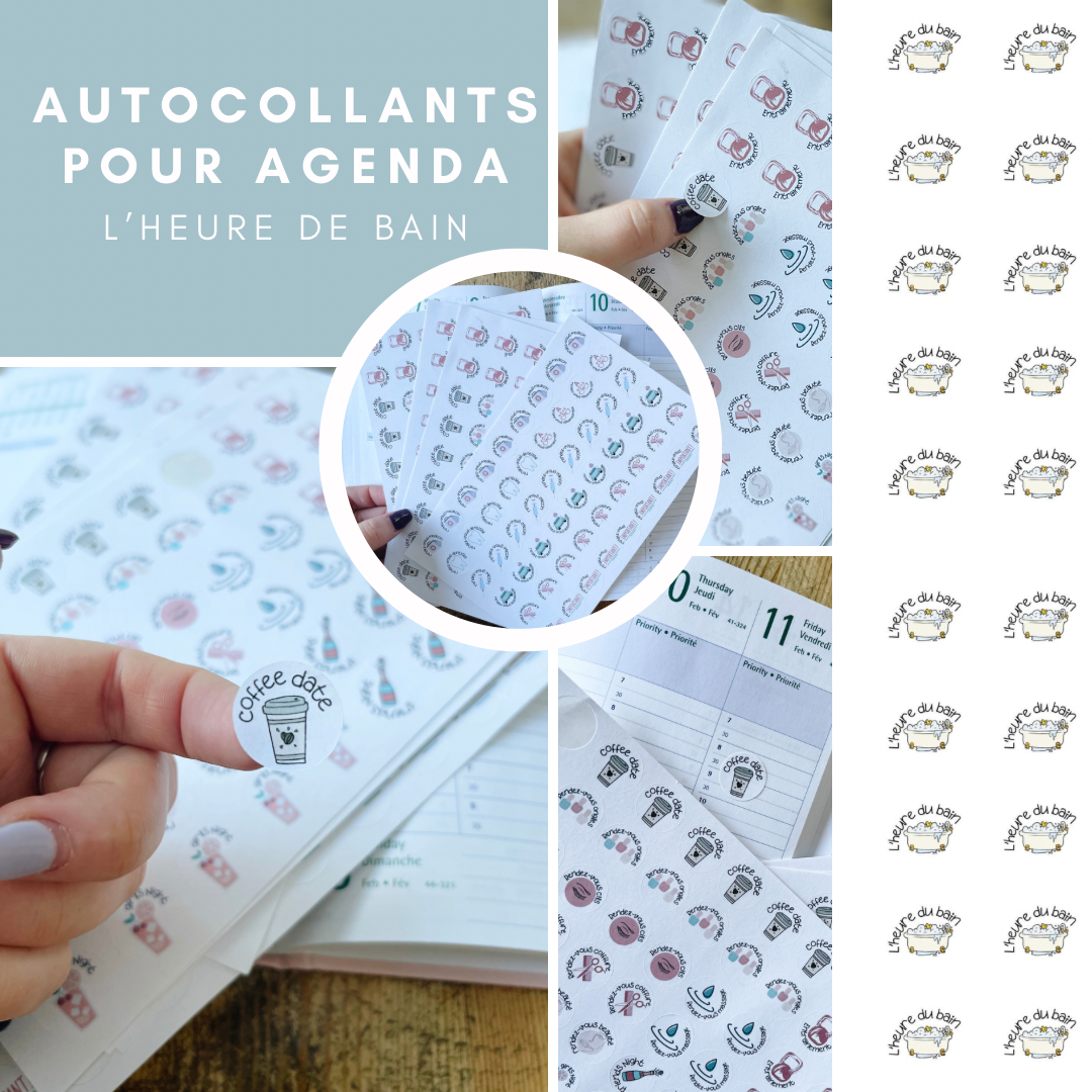 Autocollants pour agenda /planificateur- L'heure du bain