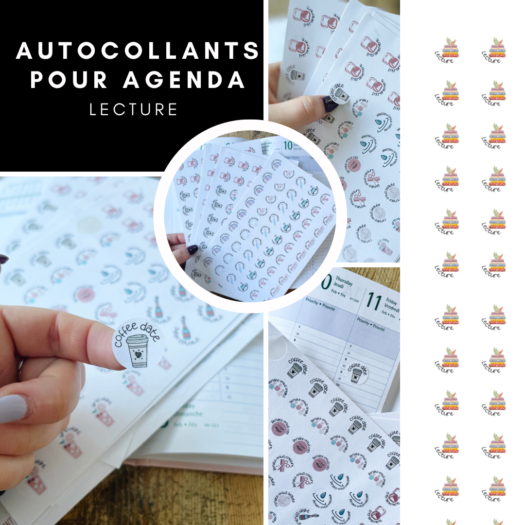 Autocollants pour agenda /planificateur- Lecture