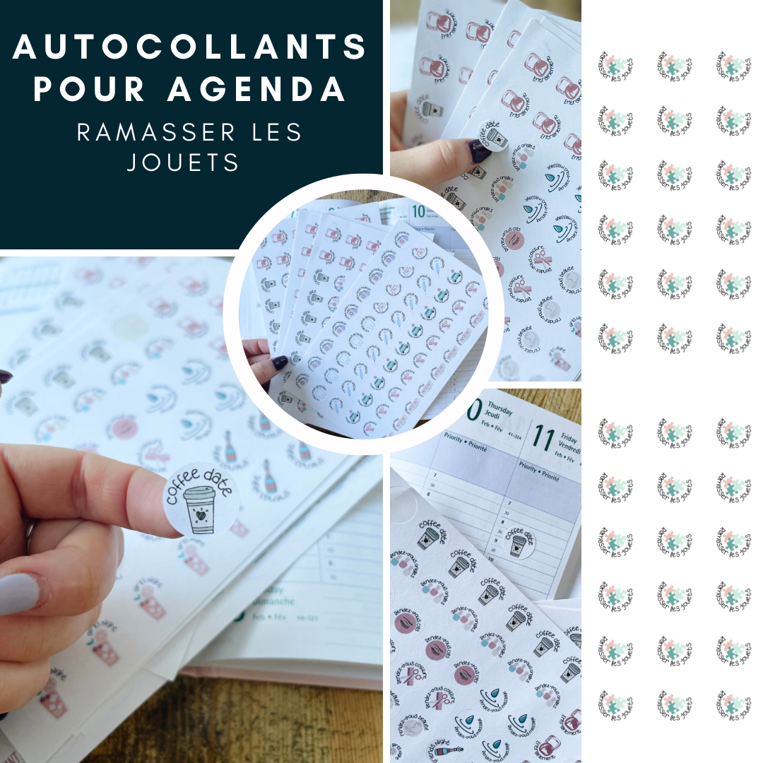Autocollants pour agenda /planificateur- Ramasser les jouets