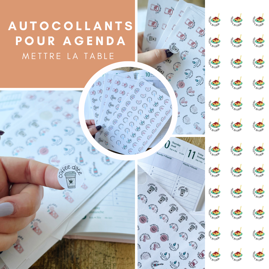 Autocollants pour agenda /planificateur- Mettre la table