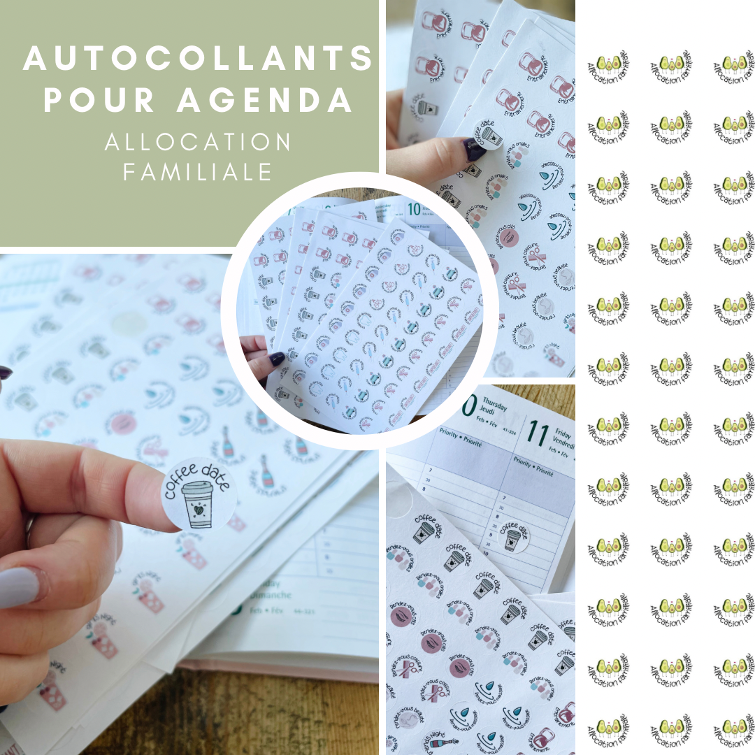 Autocollants pour agenda /planificateur- Allocation familiale