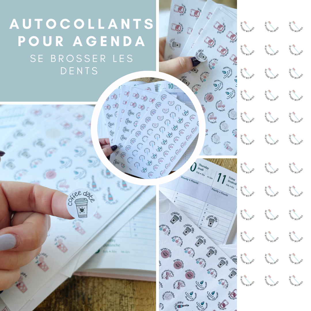 Autocollants pour agenda /planificateur- Se brosser les dents