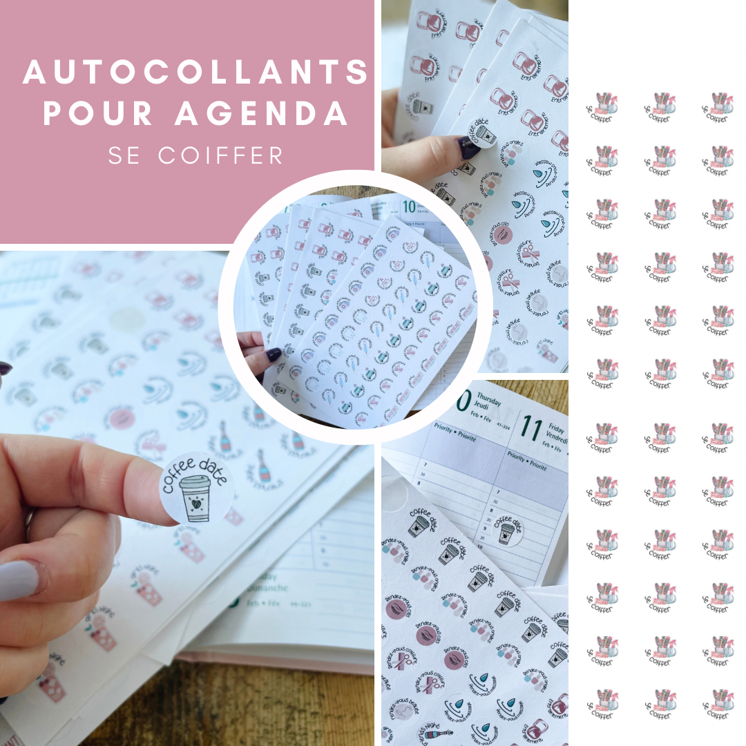 Autocollants pour agenda /planificateur- Se coiffer