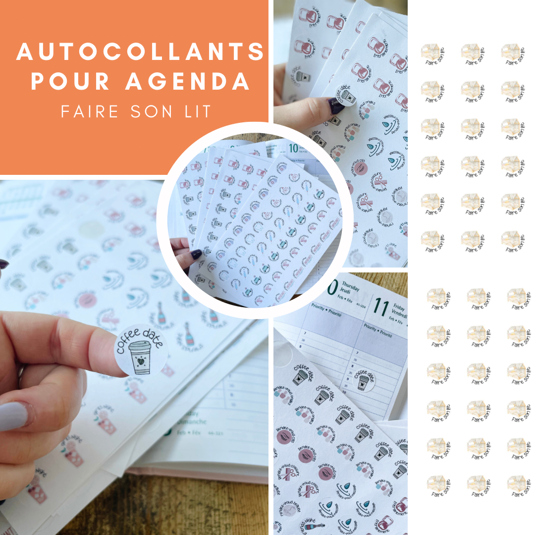 Autocollants pour agenda /planificateur- Faire son lit