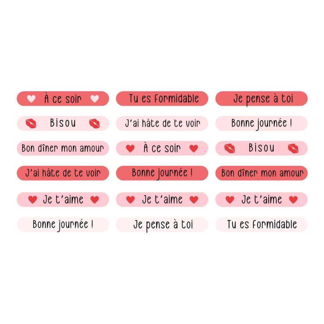 Autocollants pour agenda/planificateur-Mots d’amour