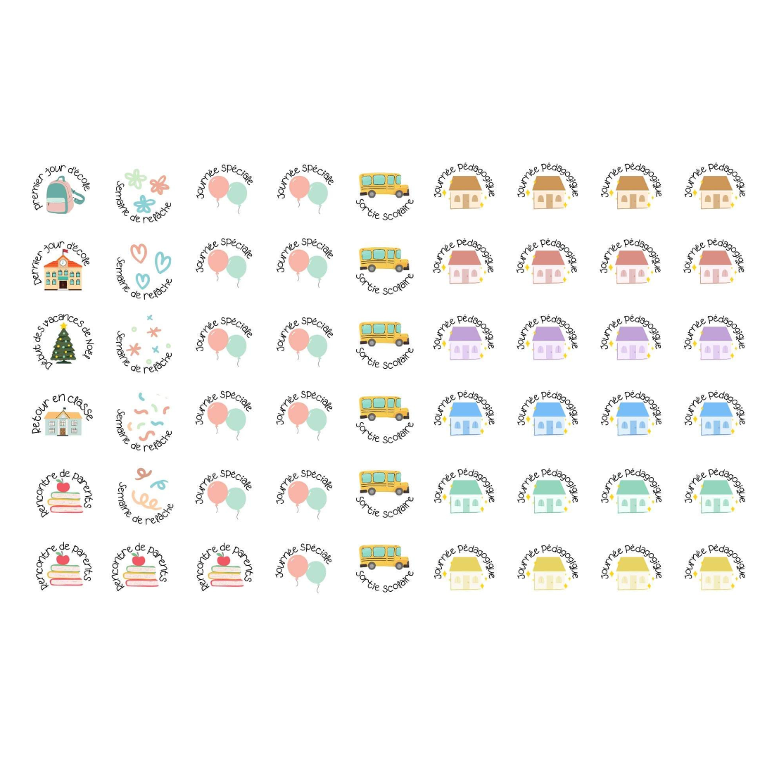 Autocollants pour agenda - Jours importants d'école