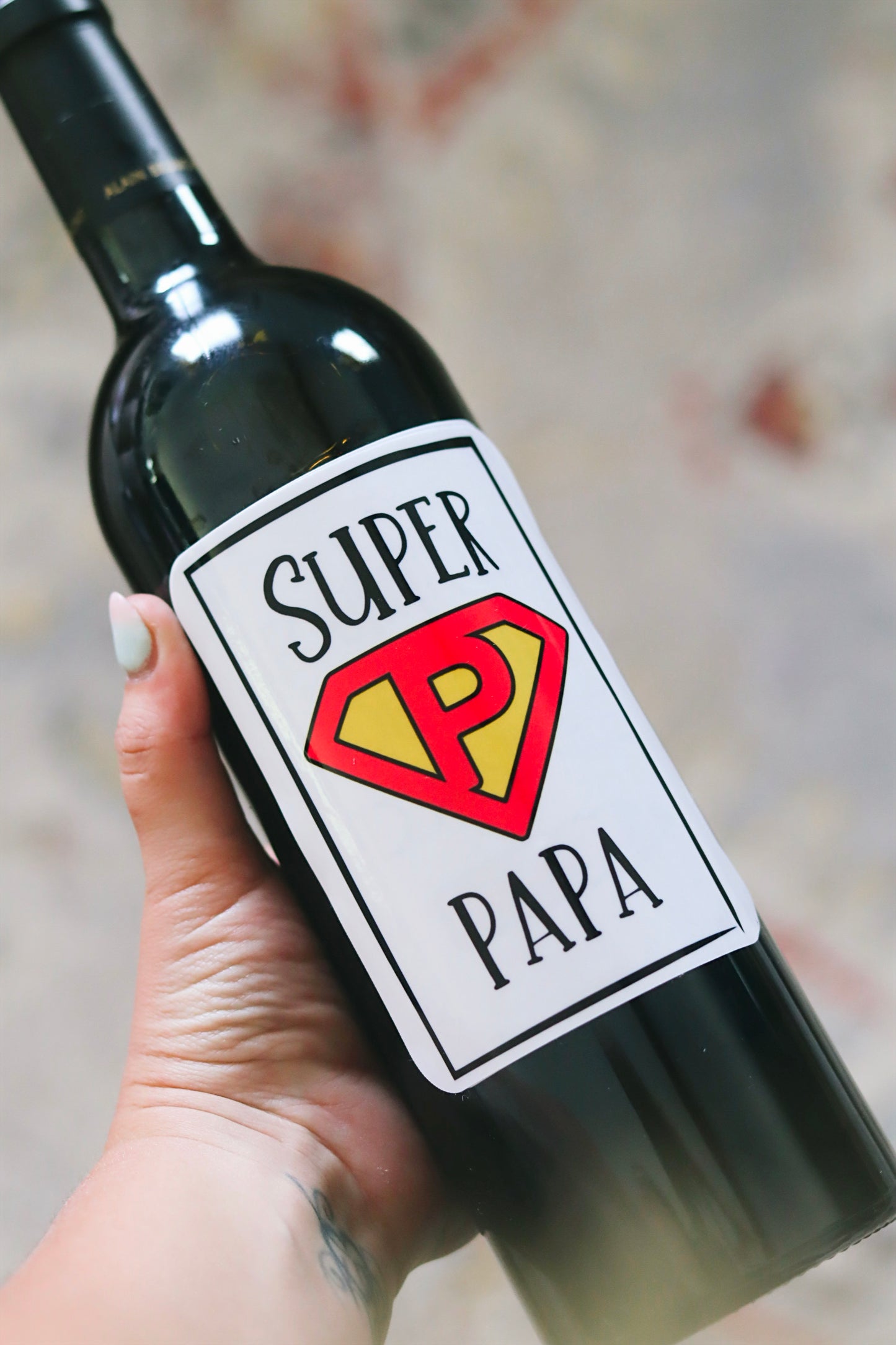 Étiquette à vin/bière- Super papa