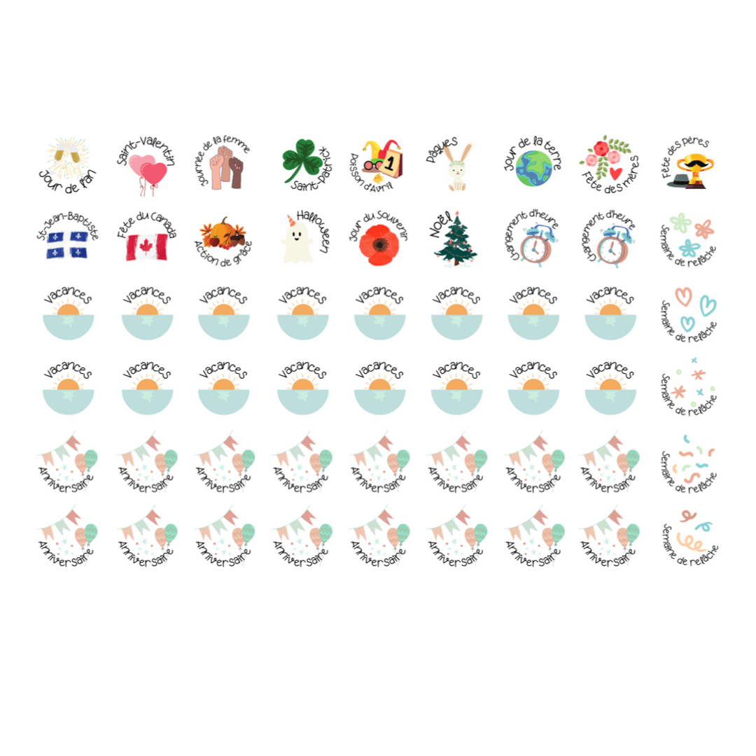 Autocollants pour agenda - Fêtes/occasions