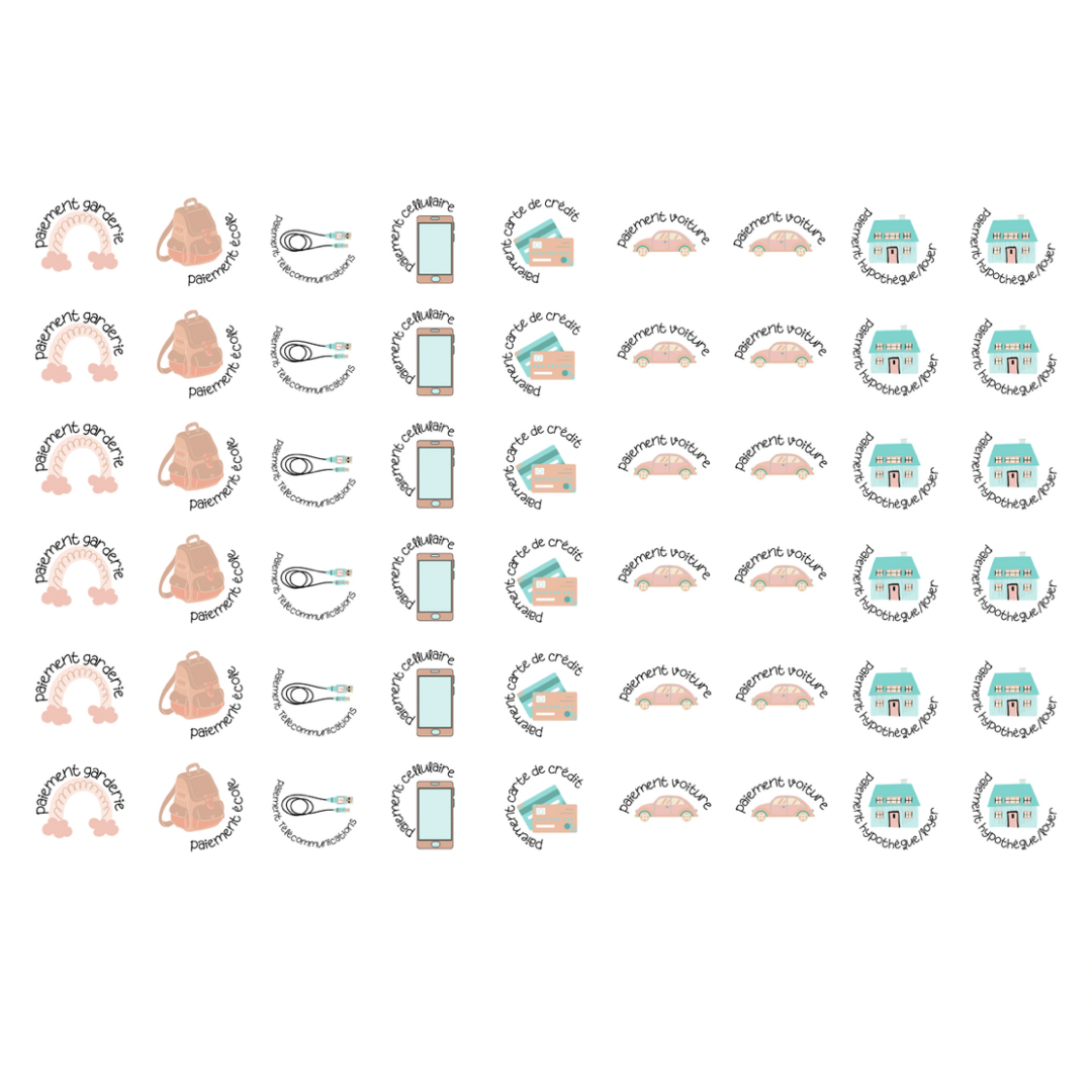 Autocollants pour agenda -Paiements de base