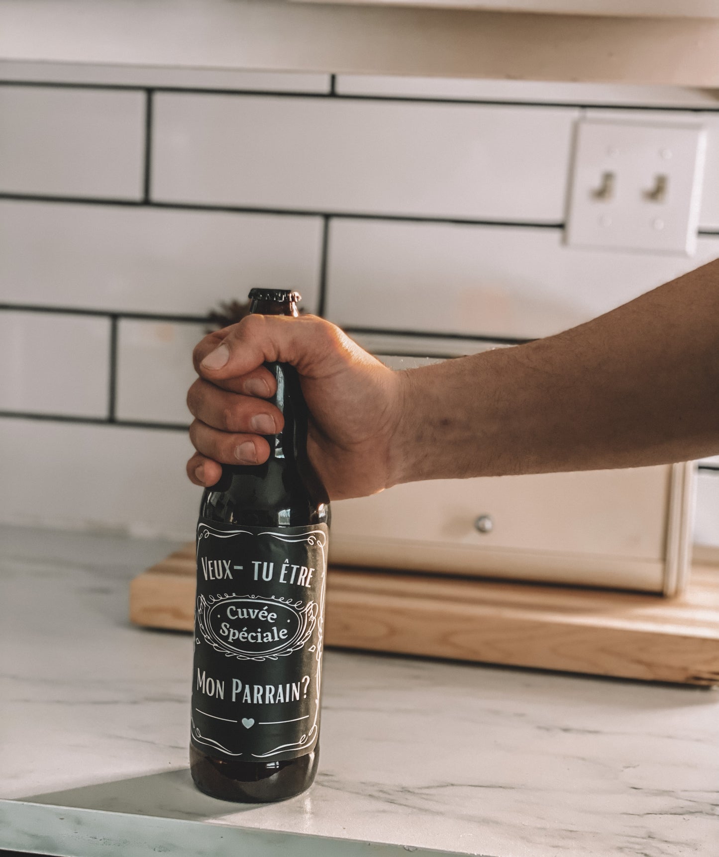 Étiquette à vin/bière veux-tu être mon parrain?