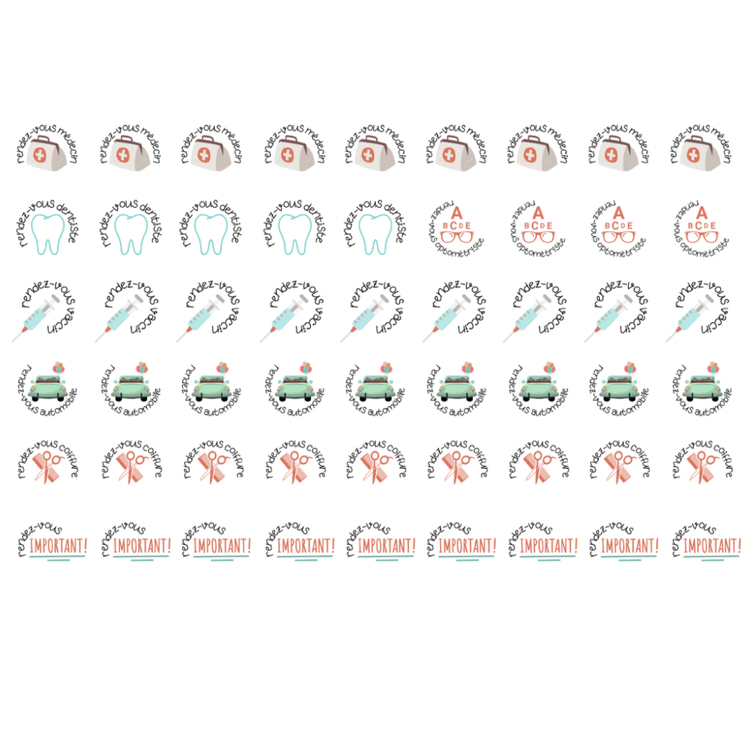 Autocollants pour agenda -Rendez-vous de base