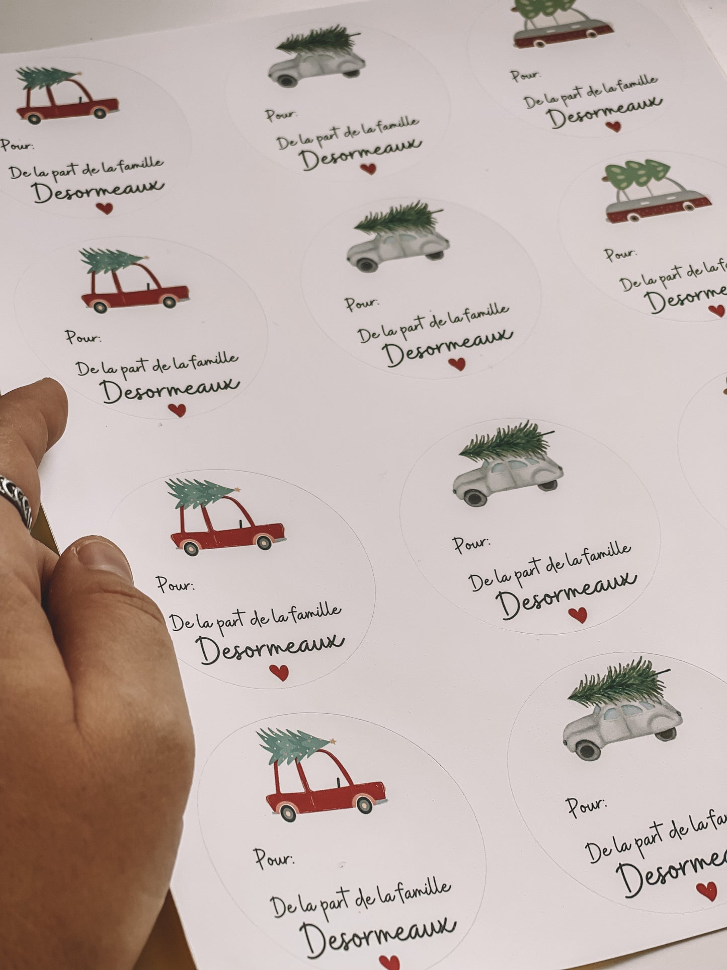 Étiquettes Cadeaux de Noël Modèle Auto PERSONNALISÉES