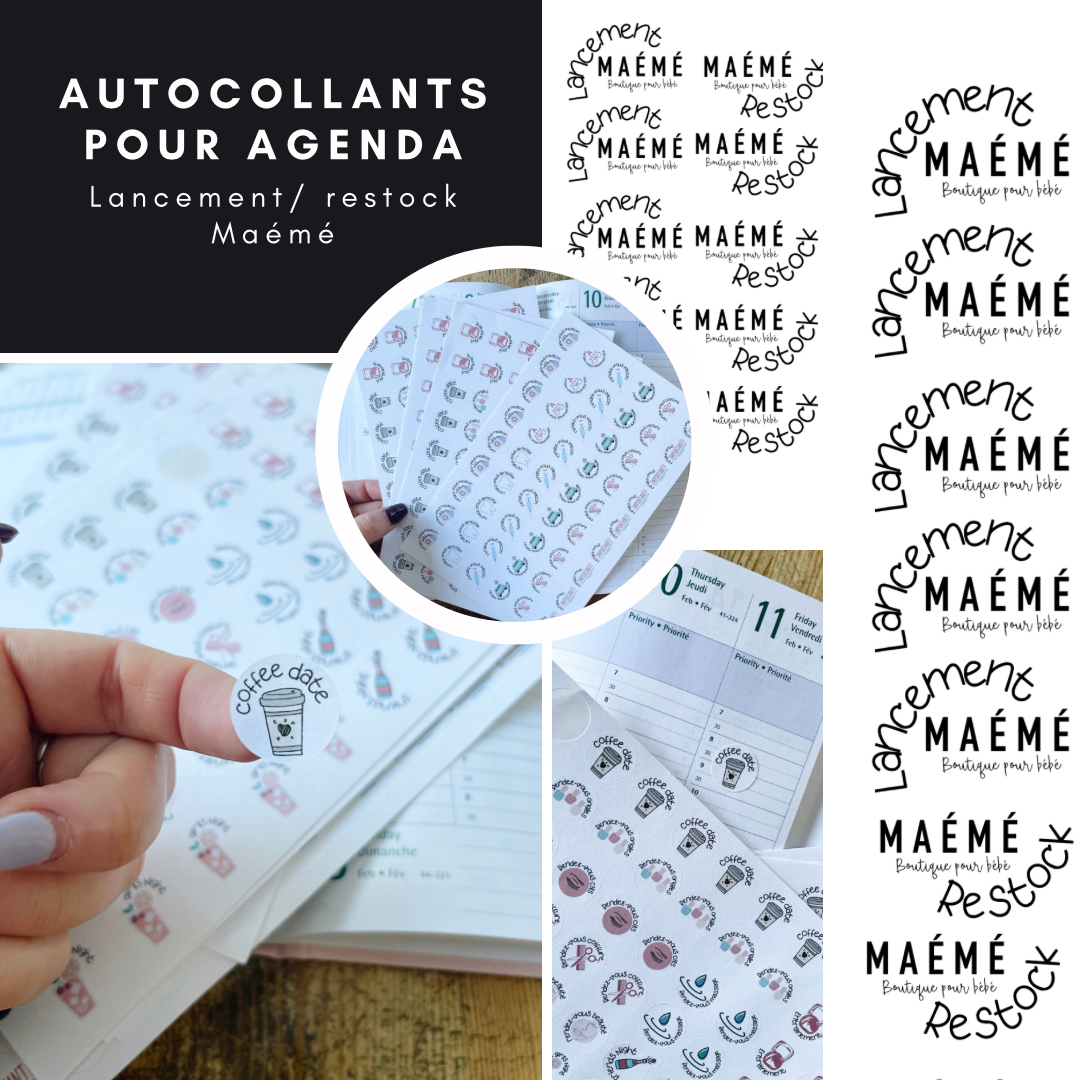 Autocollants pour agenda - Lancement-restock Boutique Maémé