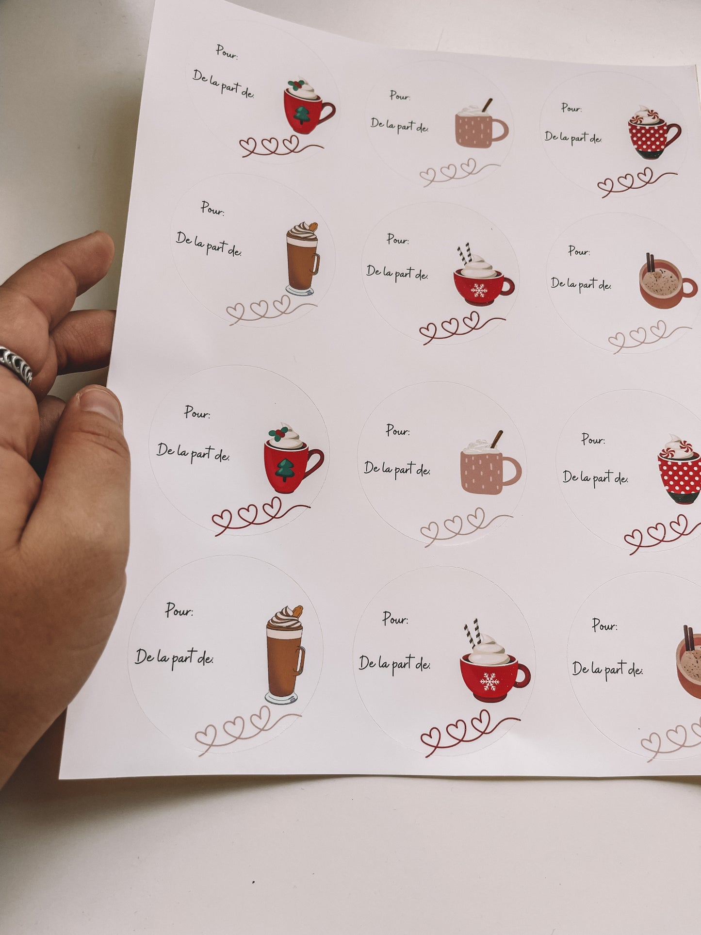 Étiquettes Cadeaux de Noël Modèle Breuvages d’hiver