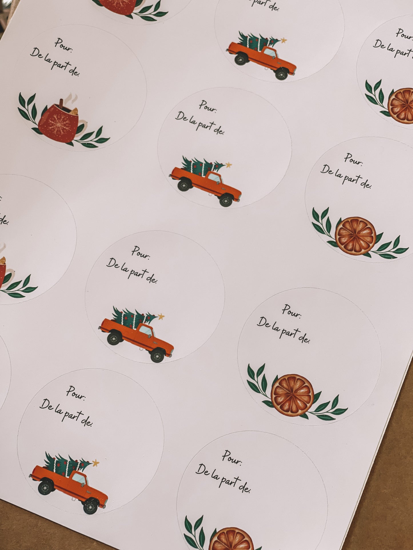 Étiquettes Cadeaux de Noël Modèle Orange