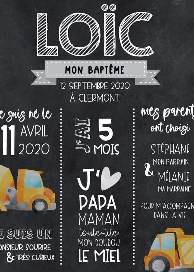 TABLEAU SHOWER/BAPTÊME