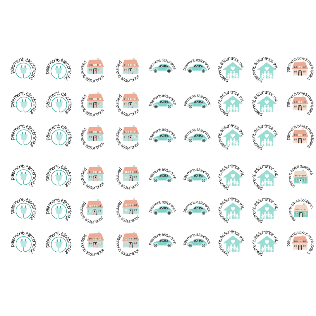 Autocollants pour agenda -Paiements de base feuille 2