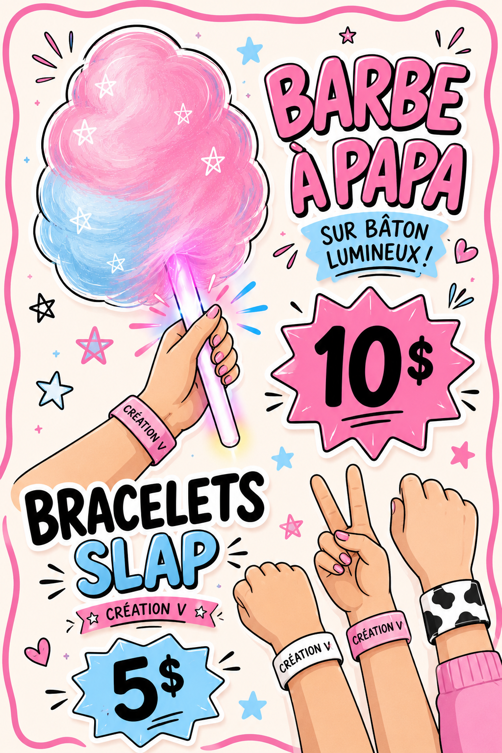Barbe à papa sur bâton lumineu