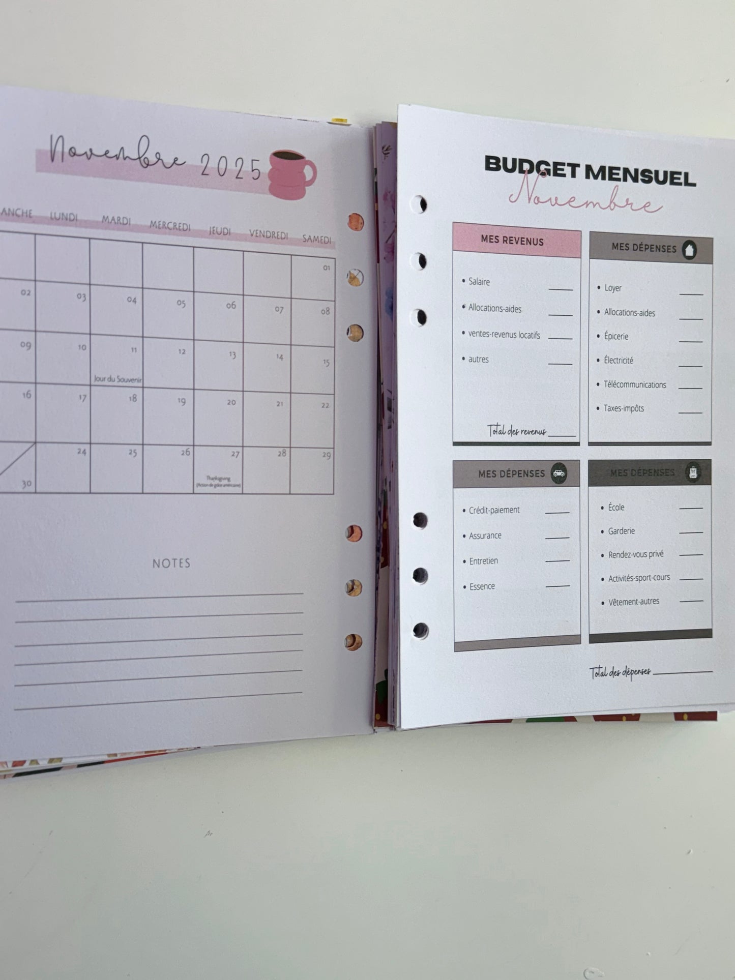 Feuilles-recharges pour agenda complète 25-26 -  Disponible en petit & grand
