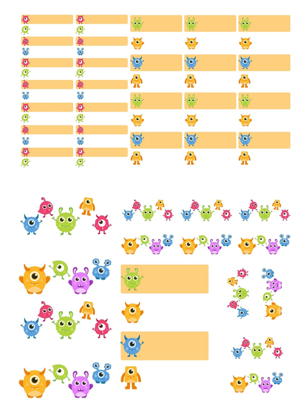 Étiquette scolaire/garderie Petits monstres