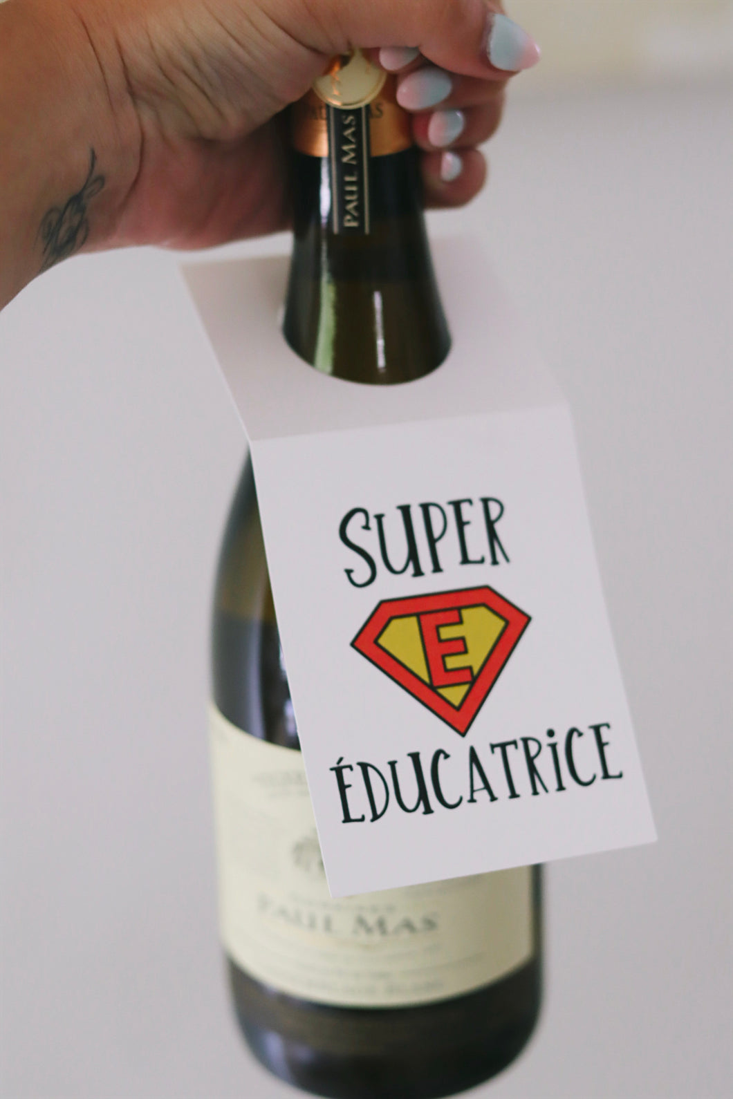 Étiquette cadeau bouteille de vin - Super Éducatrice (Éducateur)
