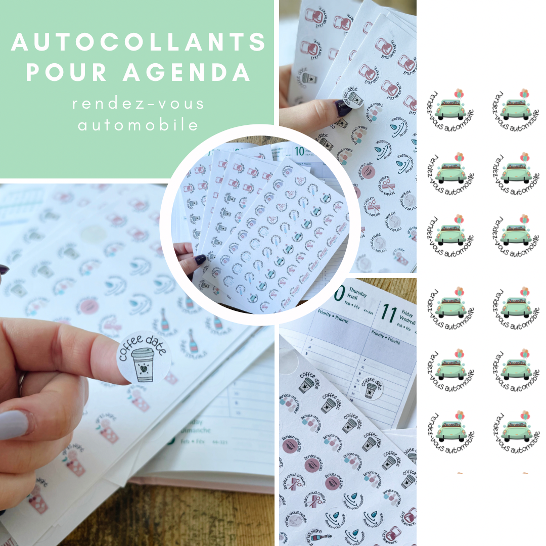 Autocollants pour agenda -Rendez-vous automobile