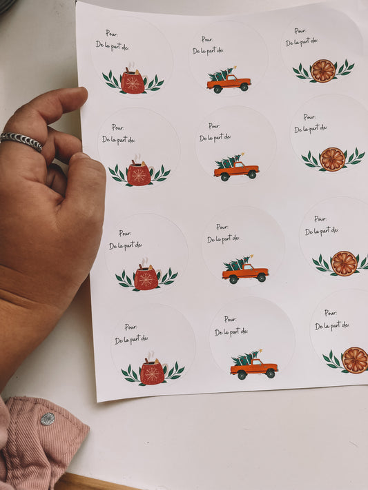 Étiquettes Cadeaux de Noël Modèle Orange