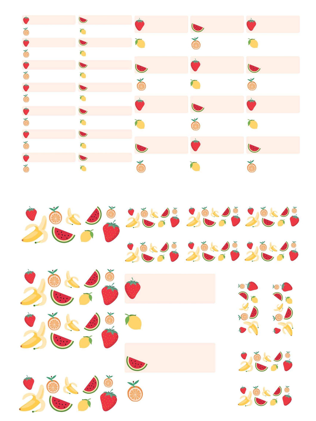 Étiquette scolaire/garderie Fruits