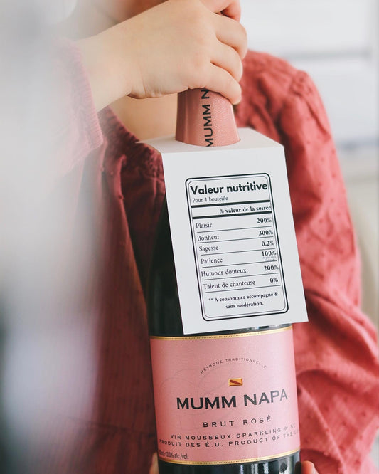 Étiquette cadeau bouteille de vin -Valeur nutritive humoristique