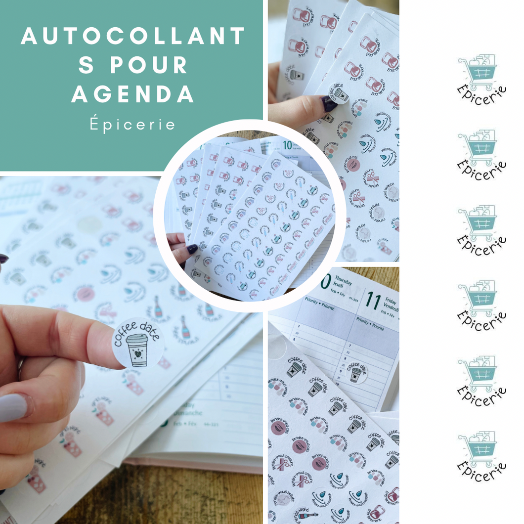 Autocollants pour agenda - Épicerie