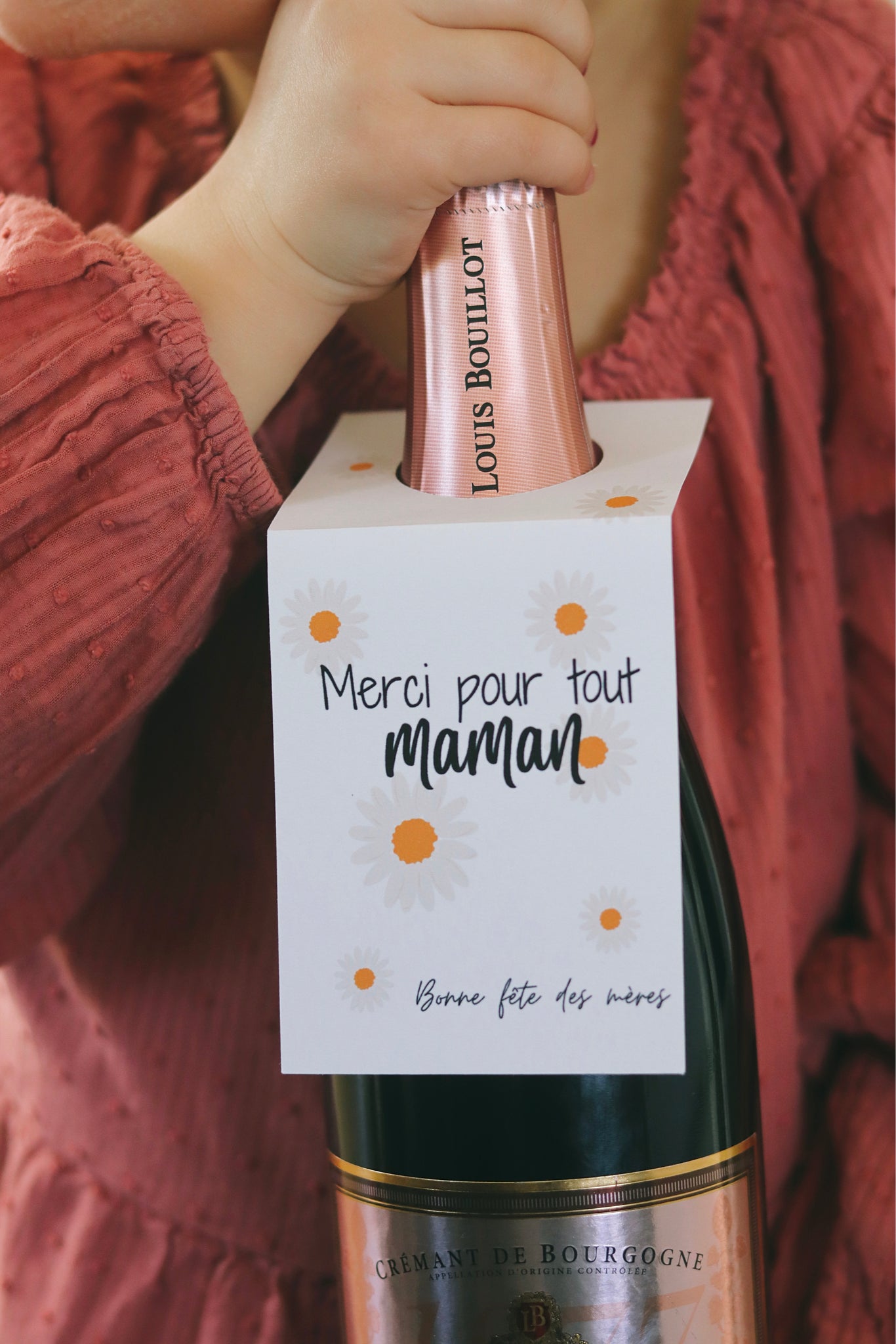 Étiquette cadeau bouteille de vin -Merci pour tout maman (Modèle margu –  Boutique Création V