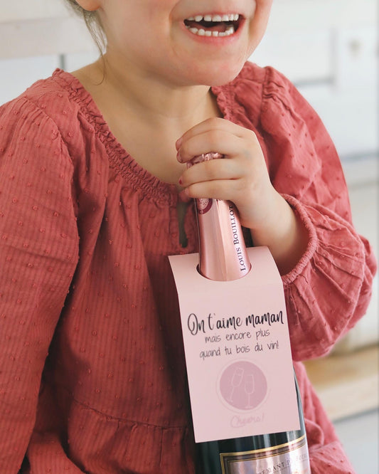 Étiquette cadeau bouteille de vin -Je t'aime maman MAIS...